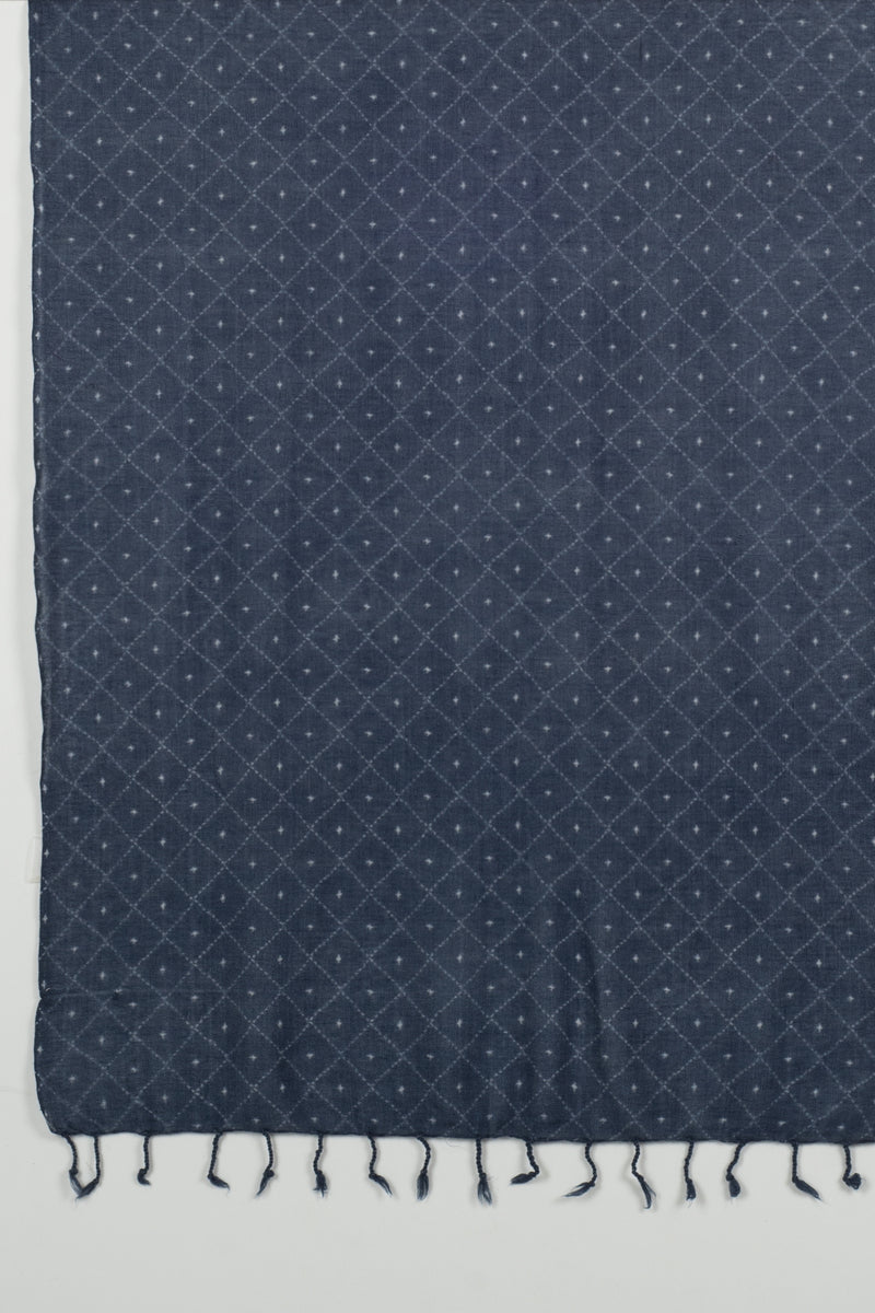 Dotted Diamond Merino Wool Scarf - Blue