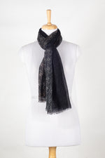 Shades of Chevron Merino Wool Scarf - Black White