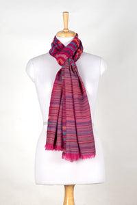 Vivid Stripes Reversible Cashmere Wool Scarf – Pink Multi | SVEŽElife