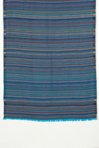 Vivid Stripes Reversible Cashmere Wool Scarf – Turquoise Multi | SVEŽElife