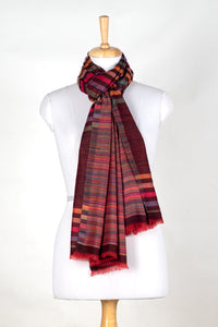 Vivid Stripes Reversible Cashmere Wool Scarf – Brown Multi-Coloured | SVEŽElife