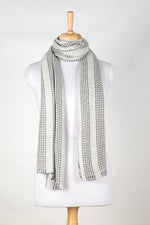 Chevron Stripe Bands Cashmere Wool Scarf - Grey