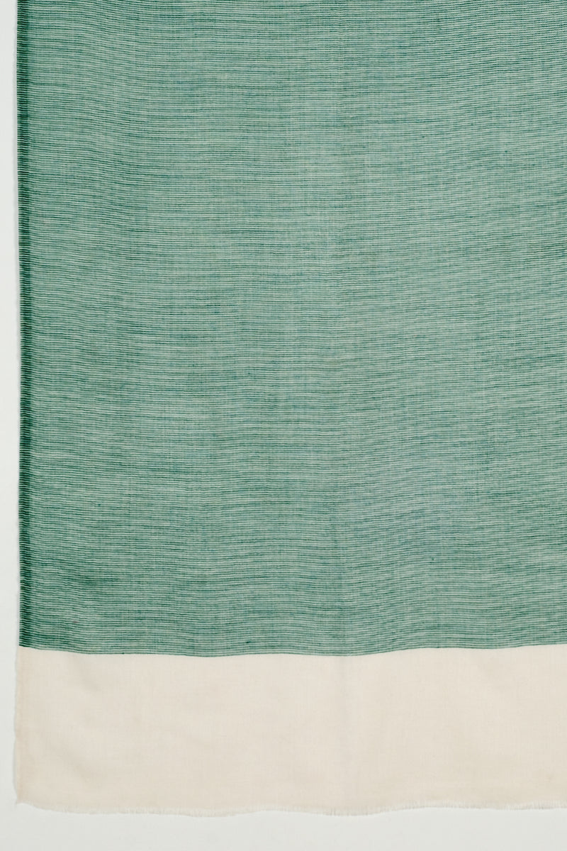 Micro Squares Cashmere Wool Scarf – Bottle Green & Off-White