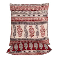 Paisley and Geometric Pattern Bagh Hand Block Print Cotton Cushion Cover - Red Black