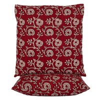 Floral Vine Bagh Hand Block Print Cotton Cushion Cover - Red