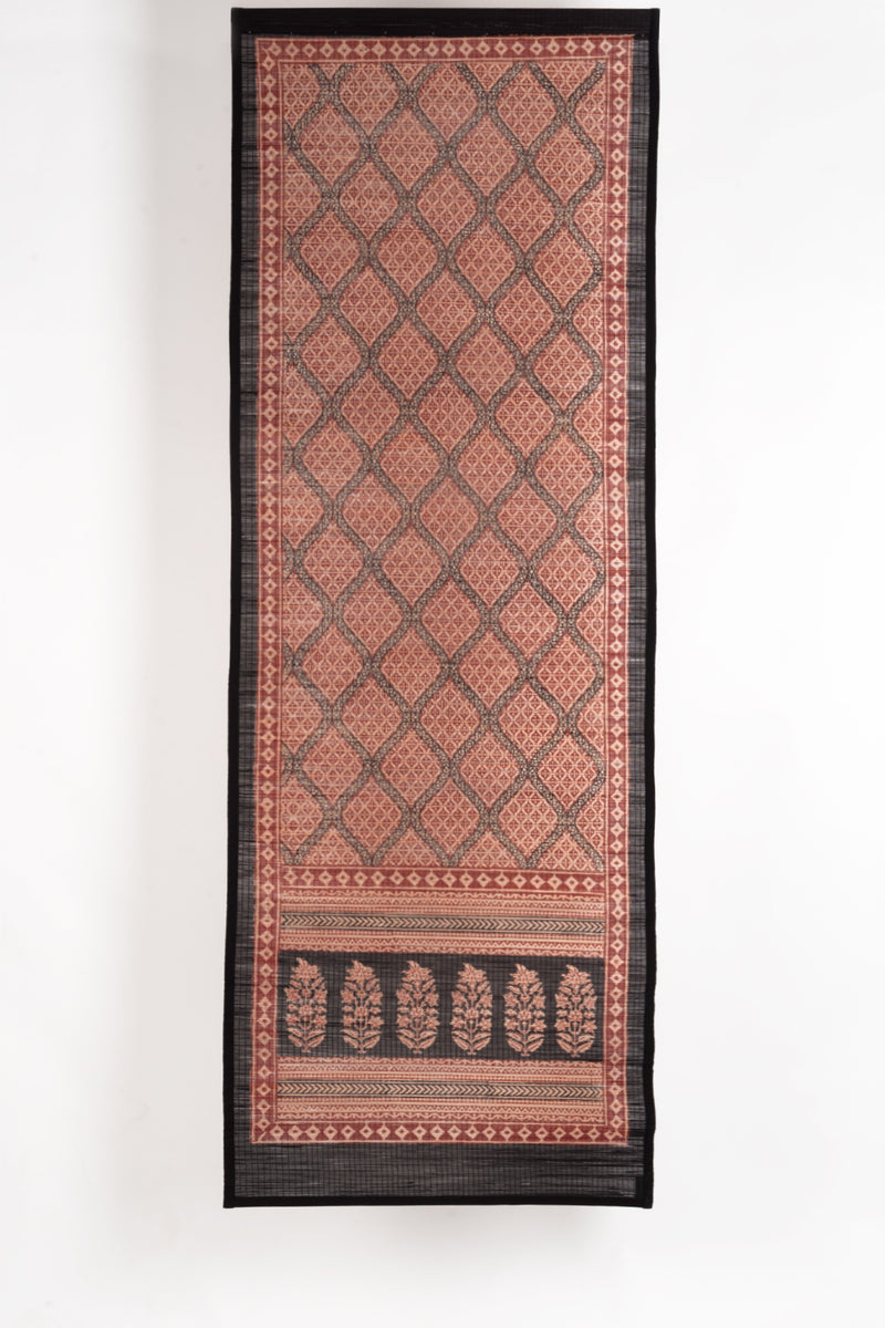 Diamond Bagh Hand Block Print Bamboo Wall Hanging - Red Black