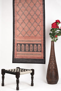 Diamond Bagh Hand Block Print Bamboo Wall Hanging - Red Black