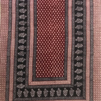 Dots & Floral Hand-block Print Rug - Red Black