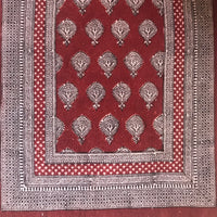 Paisley Jaal Hand-block Print Rug - Red White