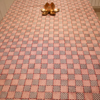 All Over Checks Mix Hand-block Print Table Cloth - White Red