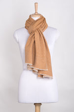 Diamond Weave Two Tone Woollen Scarf - Ochre