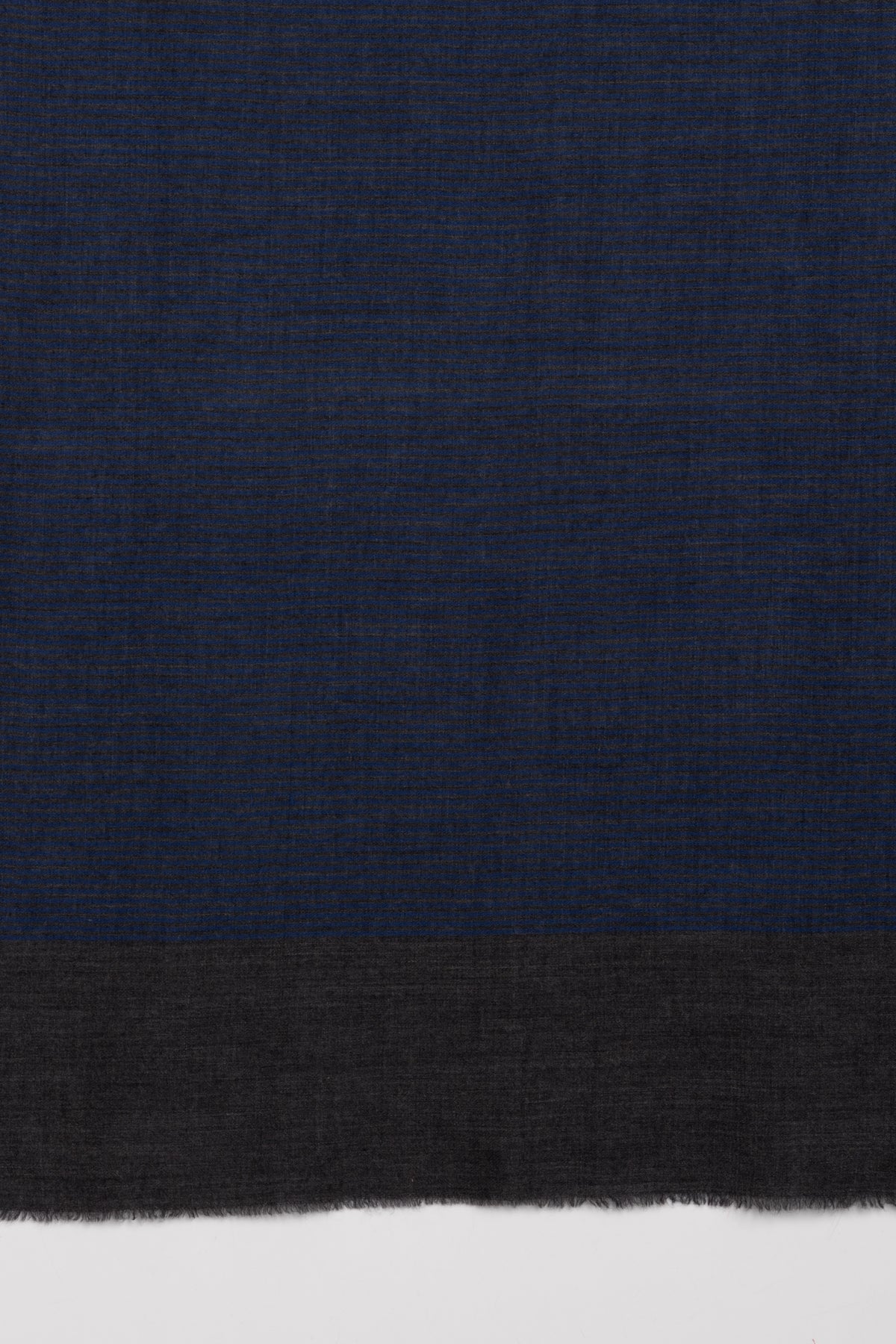 Pinstripes with Border Merino Wool Scarf - Blue Grey