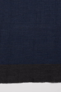 Pinstripes with Border Merino Wool Scarf - Blue Grey